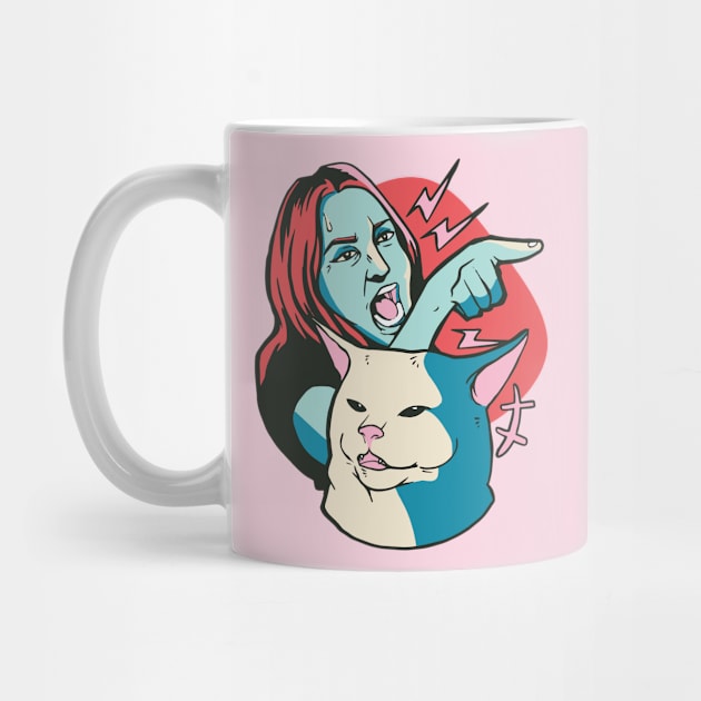 Funny Woman Yelling at Cat Meme Illustration by SLAG_Creative